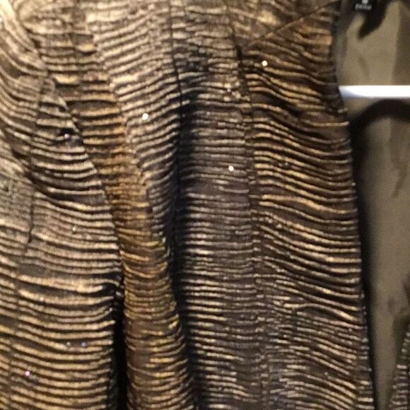 Blazer by Carmen Marc Valvo Goldish brown Sequin embellishments ￼ Size 8 - Picture 3 of 5